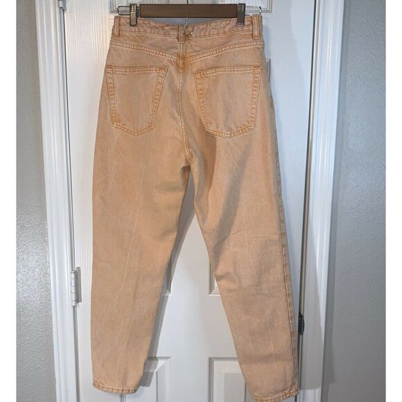 Topshop Orange Stone Washed Cropped Straight Leg Denim Mom Jeans Size 28 - Picture 5 of 8